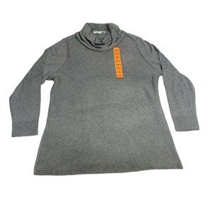 ADRIENNE VITTADINI Women's Turtle Neck Tunic Sweater Gray size XXL Long Sleeve